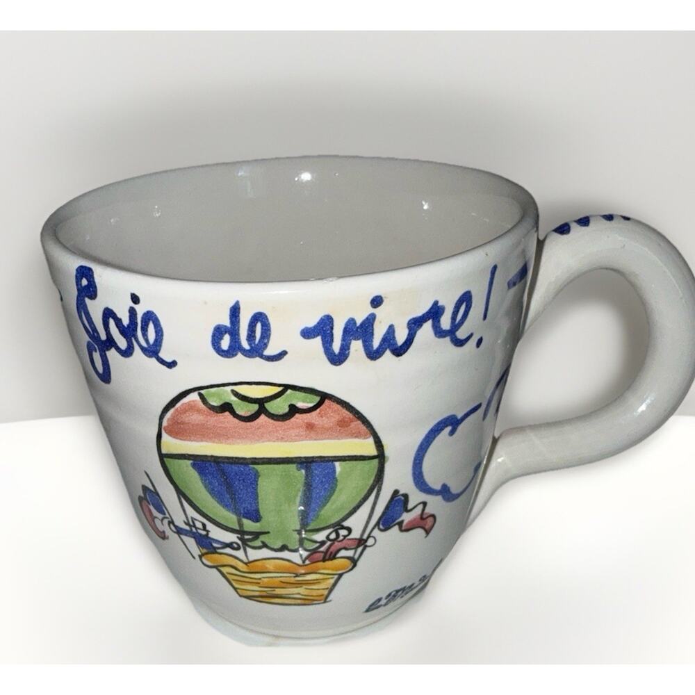 La Madeleine French Lesson Hand Painted Jumbo Coffee Tea Mug Love Of Life 4.5x4”